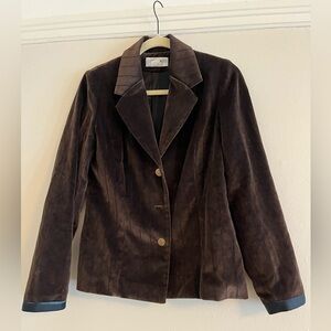 Classic Brown Suede Blazer Jacket